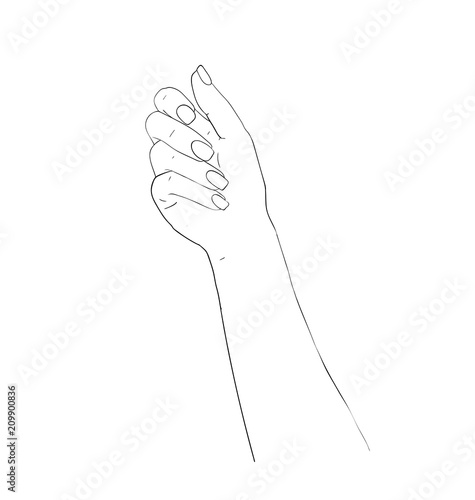 Elegant arm of a woman. Salon procedure of manicure. Ilustration for cosmetic for hands - cream or lotion.