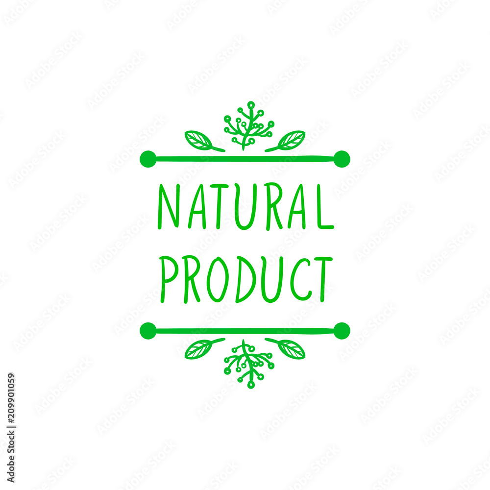 Vector Natural Product Illustration, Doodle Icon, Whimsical Frame, Drawn Leaves Border.