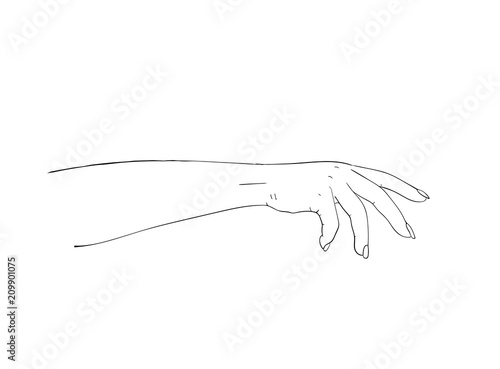 Elegant arm of a woman. Salon procedure of manicure. Ilustration for cosmetic for hands - cream or lotion.
