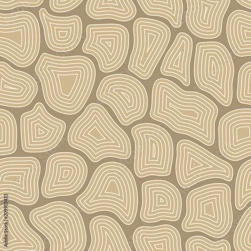 Abstract seamless pattern with many different particles next to each other. Surface is broken to pieces. It looks like maze or puzzles. Wrapping, print on clothes, wallpaper. Vector, eps10