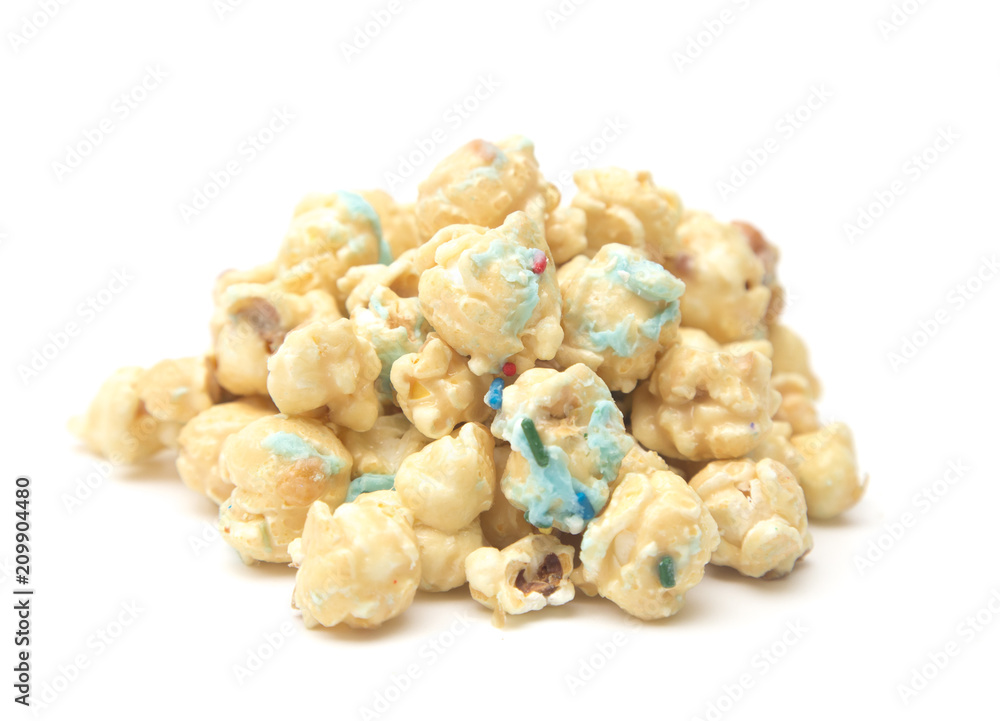 Caramel Popcorn with Blue Drizzle and Sprinkles Caramel Popcorn with Blue Drizzle and Sprinkles