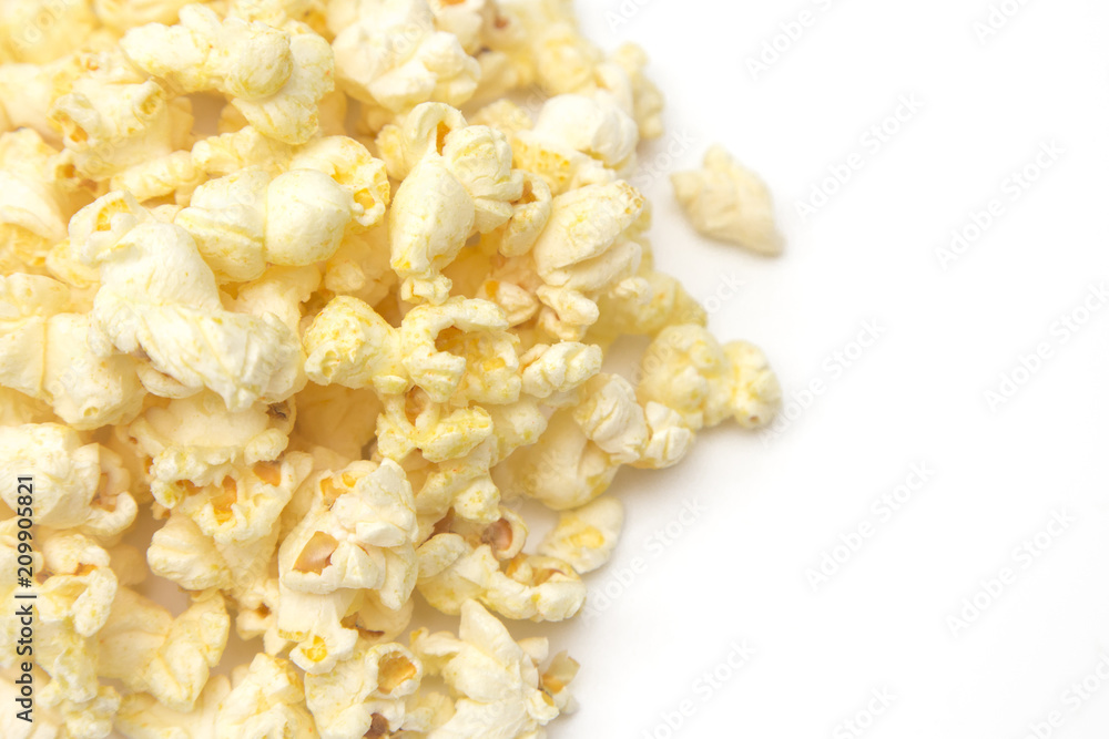Buttered Popcorn on a White Background
