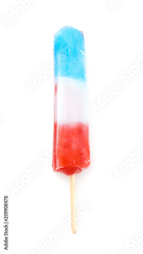 Red White and Blue Popsicles on a White Background photo