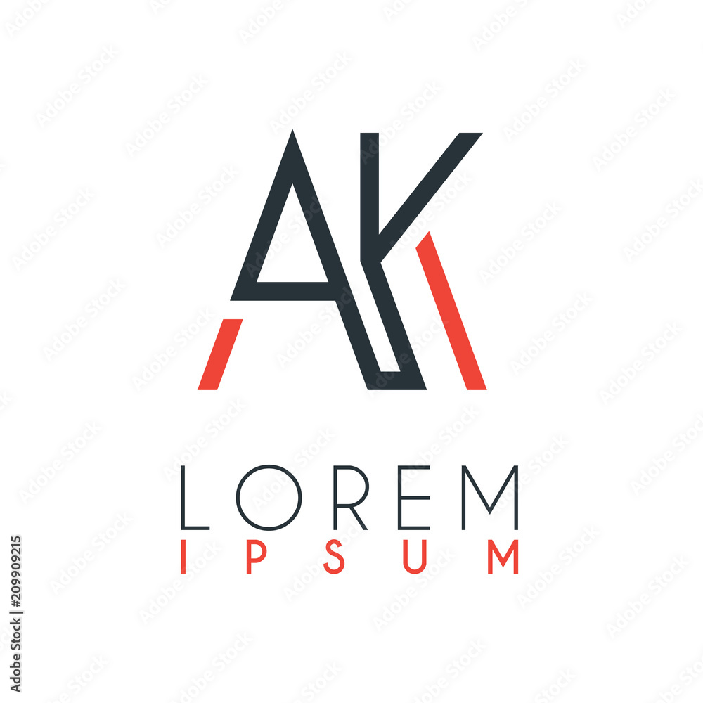 The logo between the letter A and letter K or AK with a certain distance and connected by orange and gray color The logo between the letter A and letter K or AK with a certain distance and connected by orange and gray color