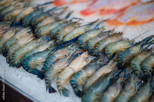 Thai raw prawns on market