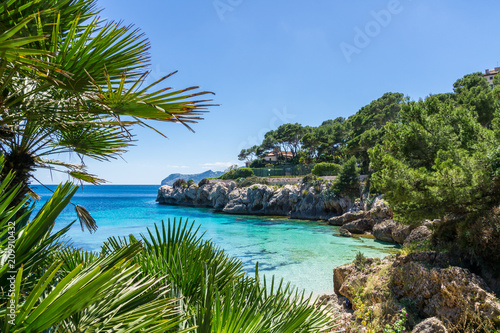 Mallorca, Summer sun and vacation mood at perfect cala gat bay white sand beach