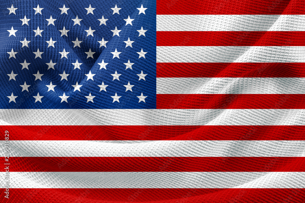 Fototapeta premium Shiny American Flag Cloth Background Texture