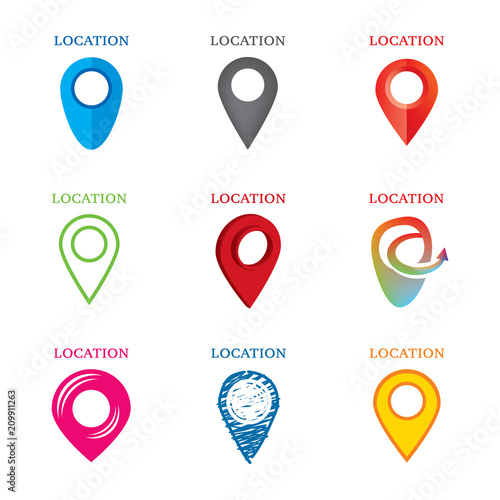 set of geolocation logos