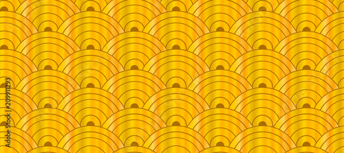 Vector Seamless Golden Asian Oriental Pattern, Geometric Ornament.