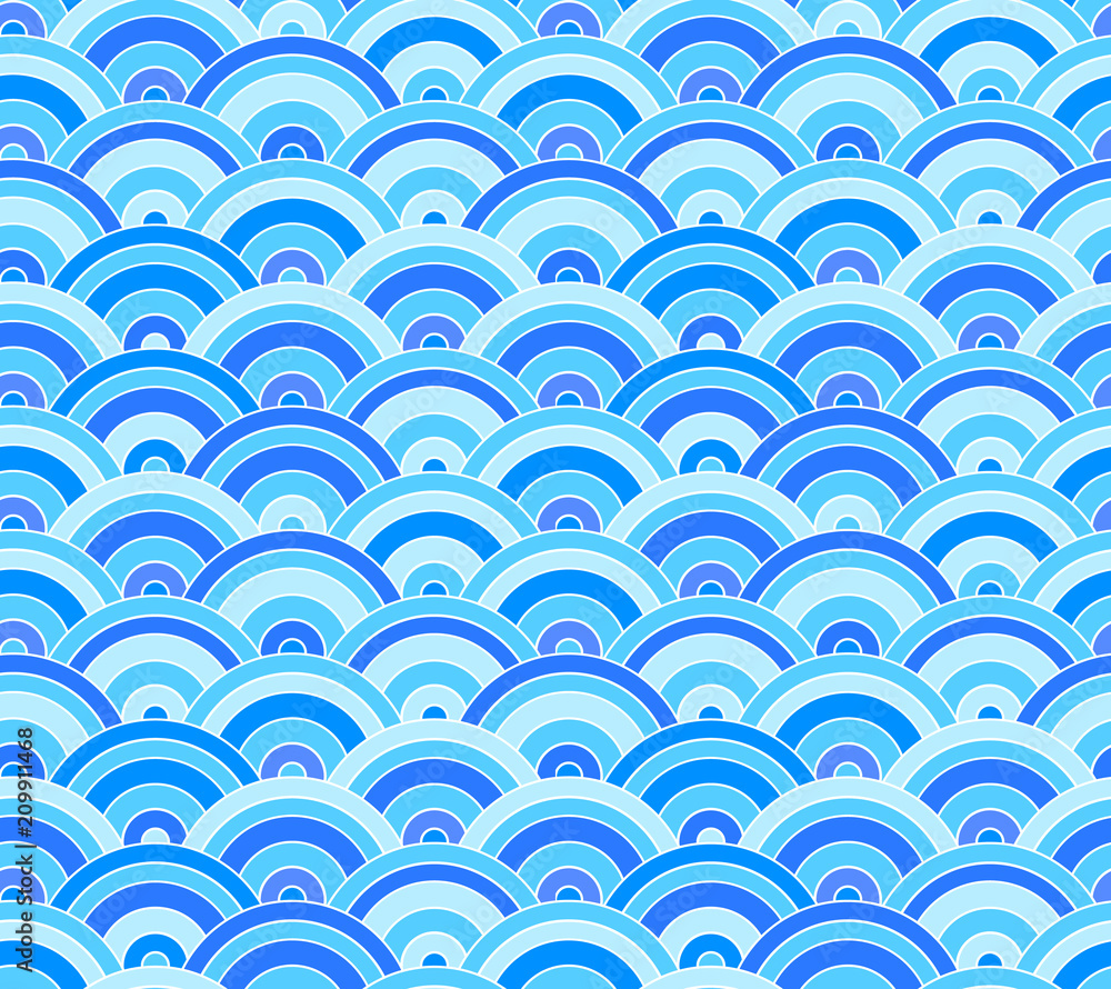 Vector Seamless Pattern: Sea Waves, Turquoise Blue Summer Background. Vector Seamless Pattern: Sea Waves, Turquoise Blue Summer Background.