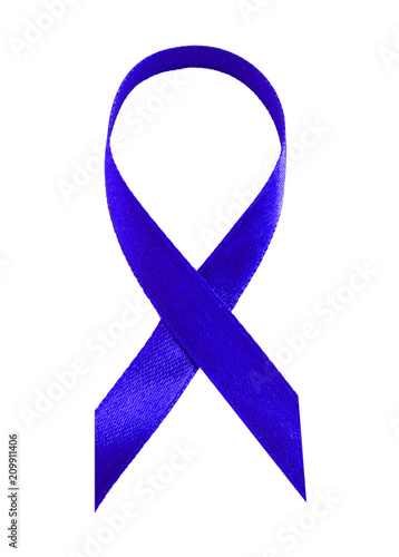 Blue Breast Cancer Ribbon isolated on white