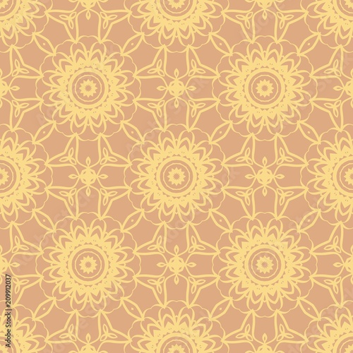 Seamless texture of floral ornament. Super vector illustration. For the interior design, printing, web and textile