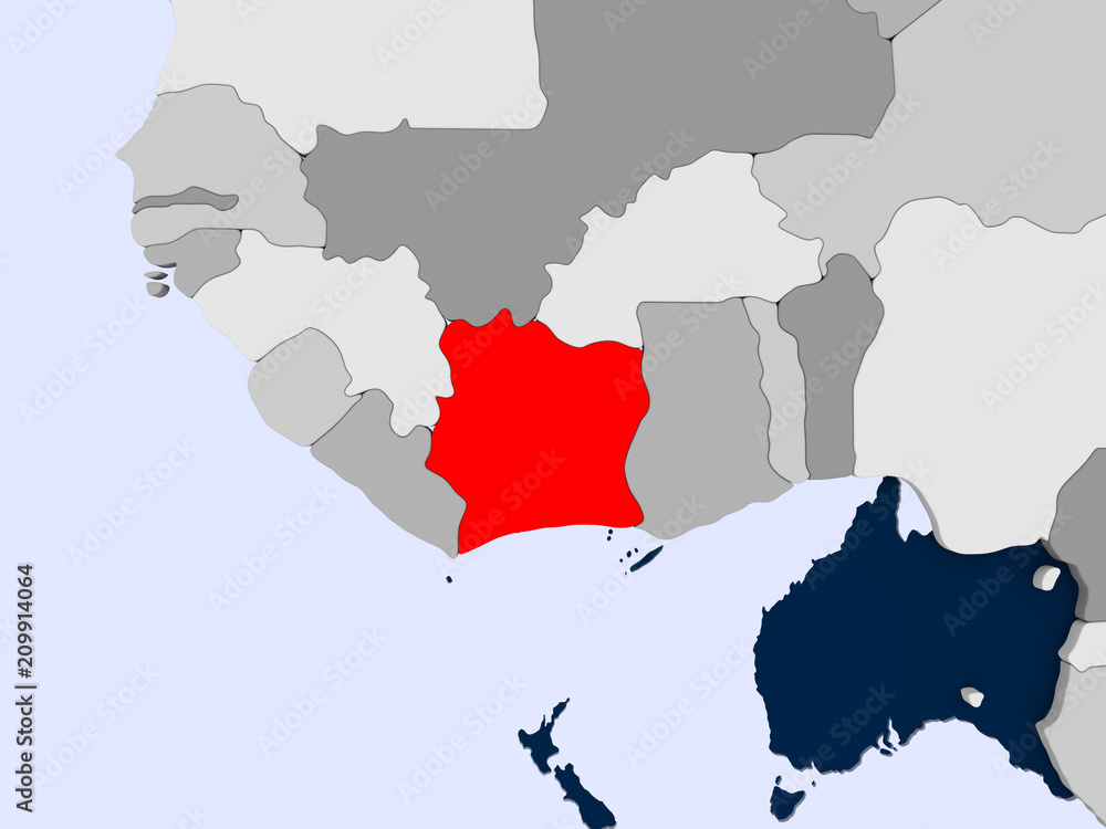 Fototapeta premium Map of Ivory Coast