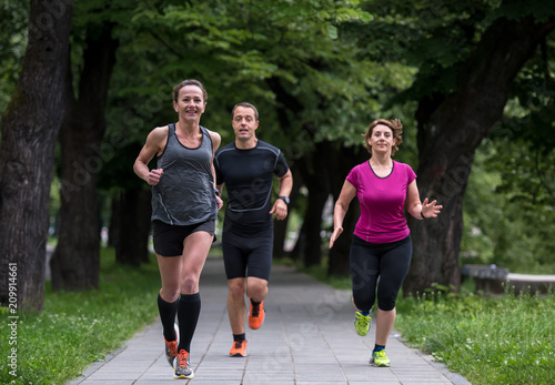 runners team on morning training