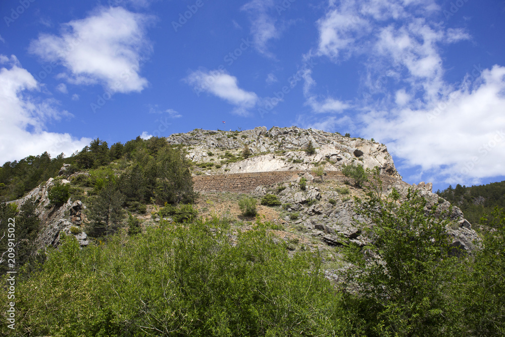 Ruins of old fort near Knin and Krka river spring