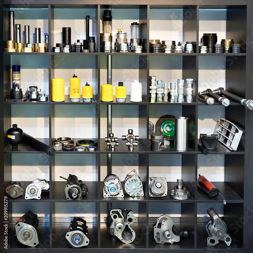 Spare parts for trucks cars in shop