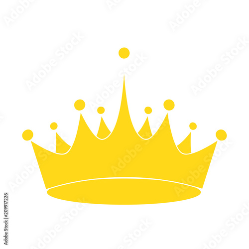 golden royalty crown icon image, stock vector illustration