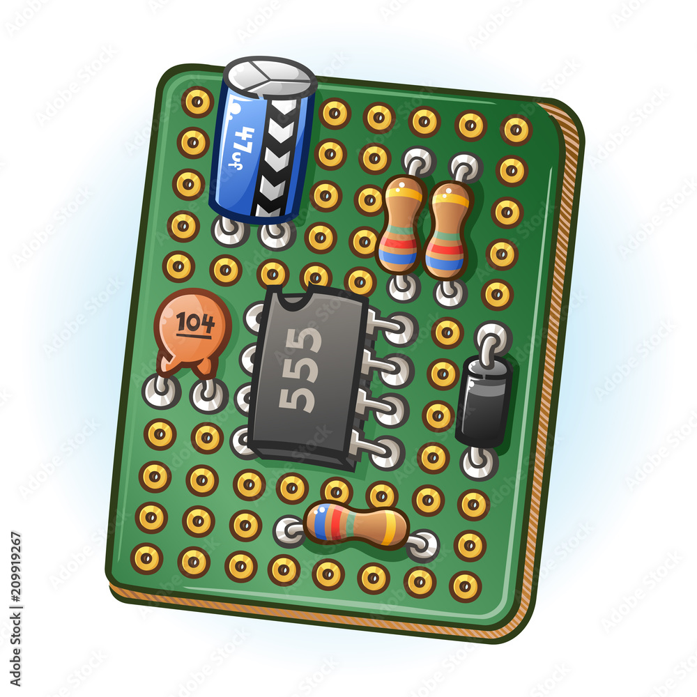 Circuit Board PCB Cartoon Illustration Stock Vector | Adobe Stock