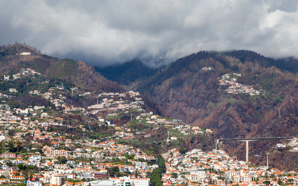 Funchal Hillside.  The hillside above Funchal on the Portuguese island of Madeira.