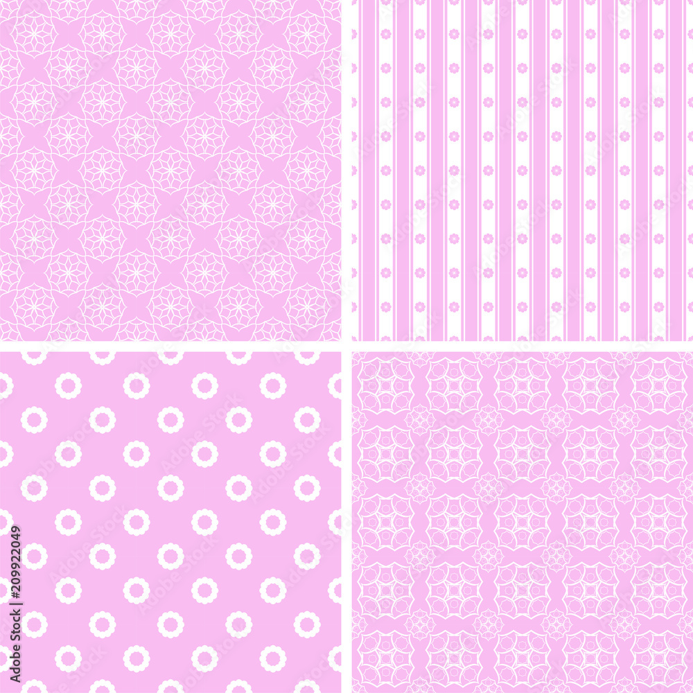 Different blue and white seamless patterns,