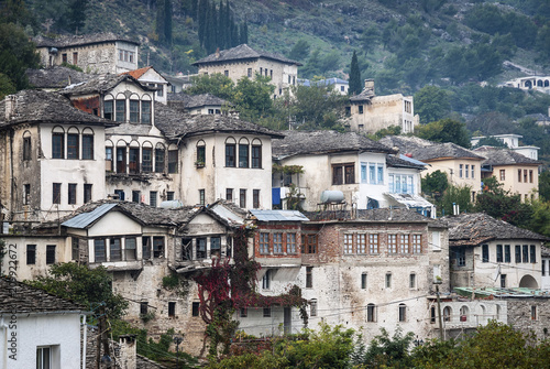 Gjirokaster town balkan ottoman architecture view in southern albania