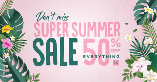 Summer sale. Vector illustration concept for mobile and web banner, poster, online shopping ads, social media and networking, marketing material.