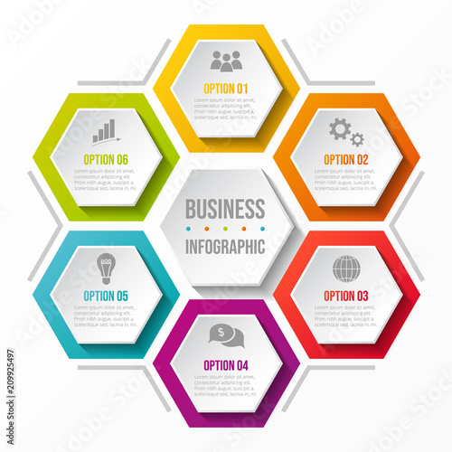 Business infograph - diagram with hexagons. Vector.