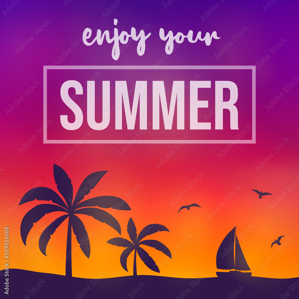 Naklejka premium Summer holiday - tropical card. Vector.