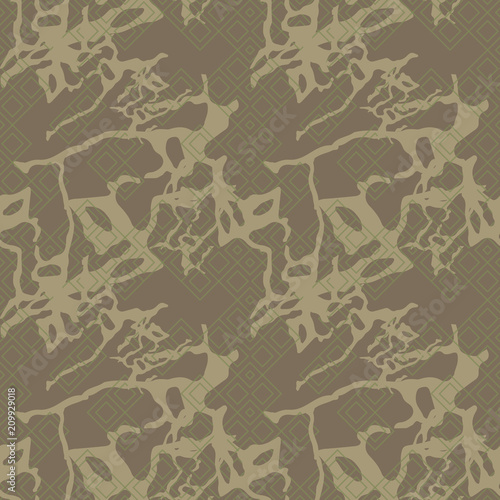 Military camouflage seamless pattern in green and brown colors