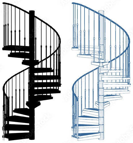 Spiral Staircase Isolated On White Background Vector
