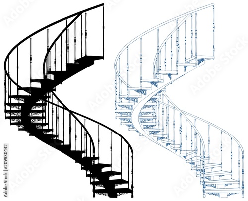 Spiral Staircase Isolated On White Background Vector