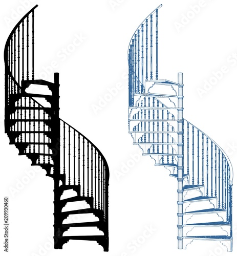 Spiral Staircase Isolated On White Background Vector