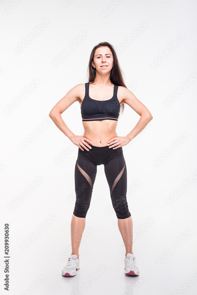 Athlete engaged in fitness on a white background Athlete engaged in fitness on a white background