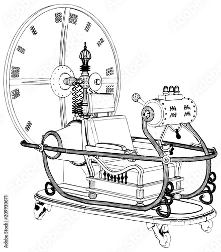 Time Machine Isolated On White Background Vector