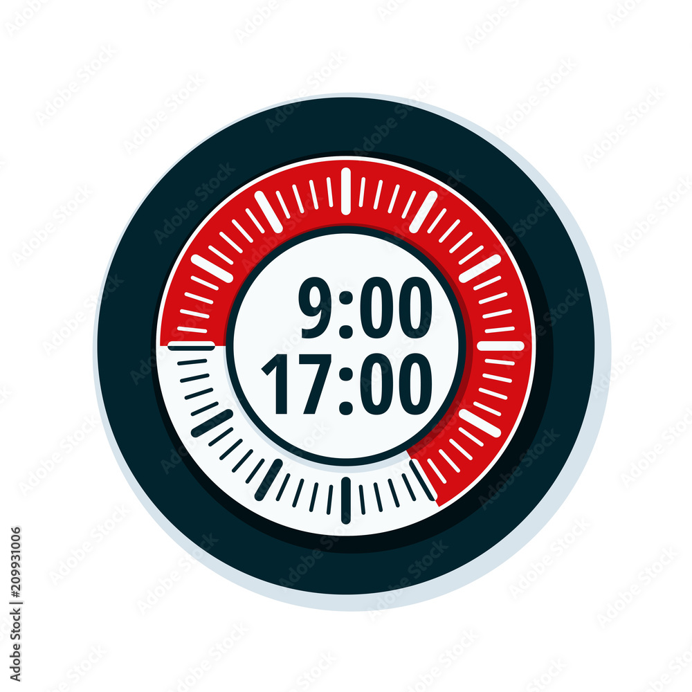 Working time 9 to 17 hours illustration Working time 9 to 17 hours illustration