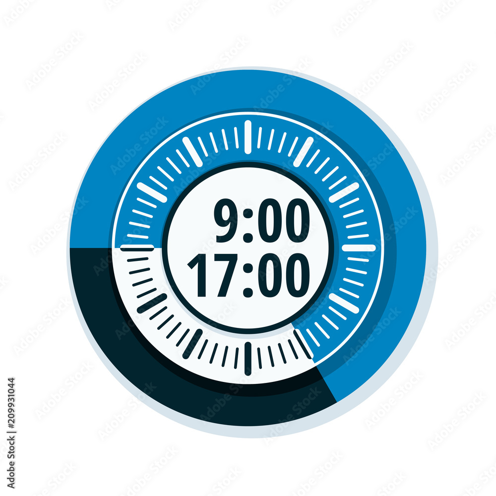 Working time 9 to 17 hours illustration Working time 9 to 17 hours illustration