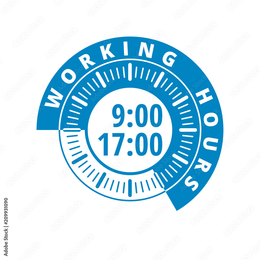 Working time 9 to 17 hours illustration