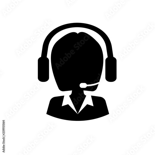 Customer Support. Woman operator on a white background in a simple style