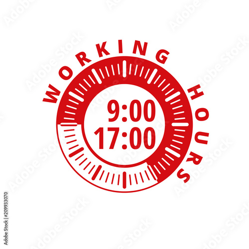 Working time 9 to 17 hours illustration
