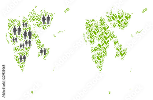 People population and flora plants Svalbard Island map. Vector concept of Svalbard Island map done of random gender and plantation items in various sizes.