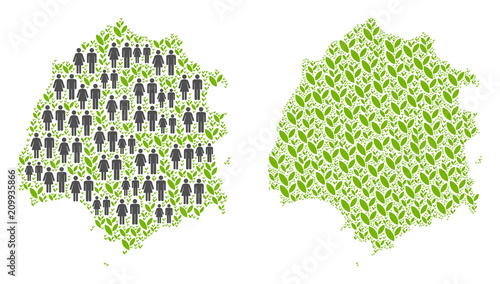 People population and grass Thassos Greek Island map. Vector concept of Thassos Greek Island map combined of randomized gender and blossom elements in variable sizes.