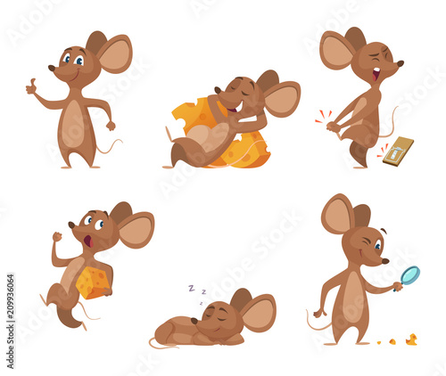 Various characters of mice in action poses