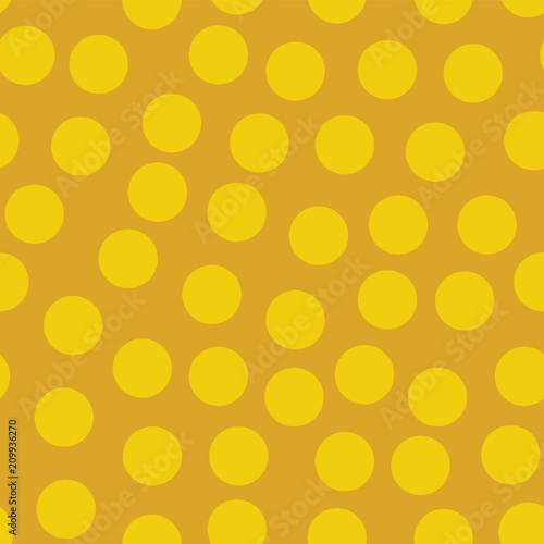 Yellow dots on an orange background. Randomly placed. Seamless vector pattern. Coordinate for my 'Thanksgiving leaves" collection.
