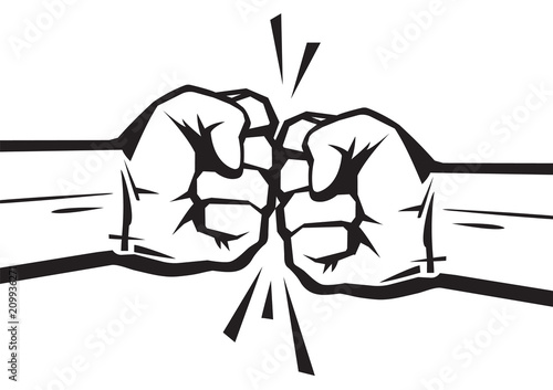 Two clenched fists bumping together