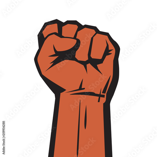 Raised hand with clenched fist