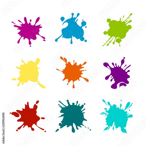 Paint splashes of various colors