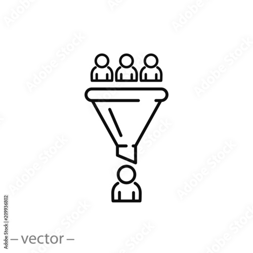 Conversion funnel with people icon vector