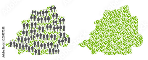 People population and eco Vatican map. Vector concept of Vatican map designed of scattered human and plant items in variable sizes. Abstract social scheme of national public cartography.