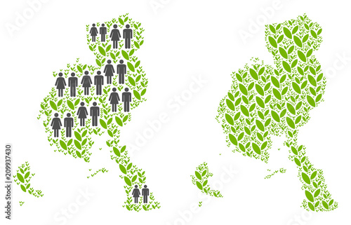 People population and floral Veraguas Province map. Vector abstraction of Veraguas Province map done of scattered people couple and sprout items in different sizes.