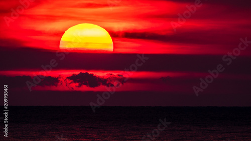 Closeup of Sun with big telephto lens  sunset